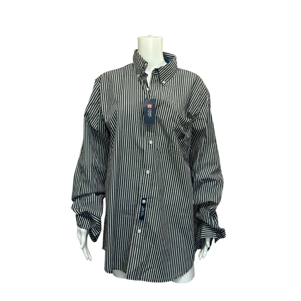 Chaps Black Stripe Long Sleeve Shirt Size L